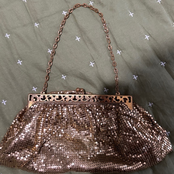 Whiting and Davis Gold mesh metal purse handbag vintage - Picture 10 of 11